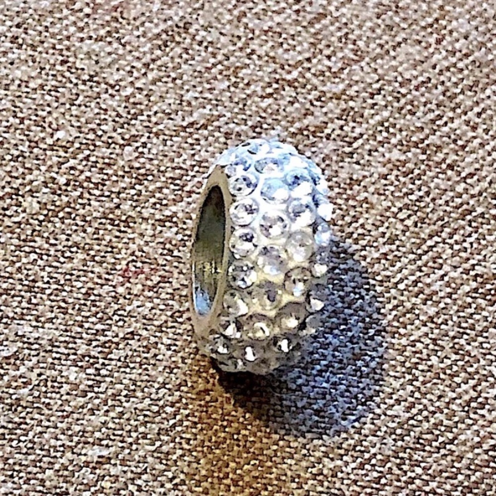 Brighton Ice Diva Spacer in Silver Narrow bead with clear crystals on white